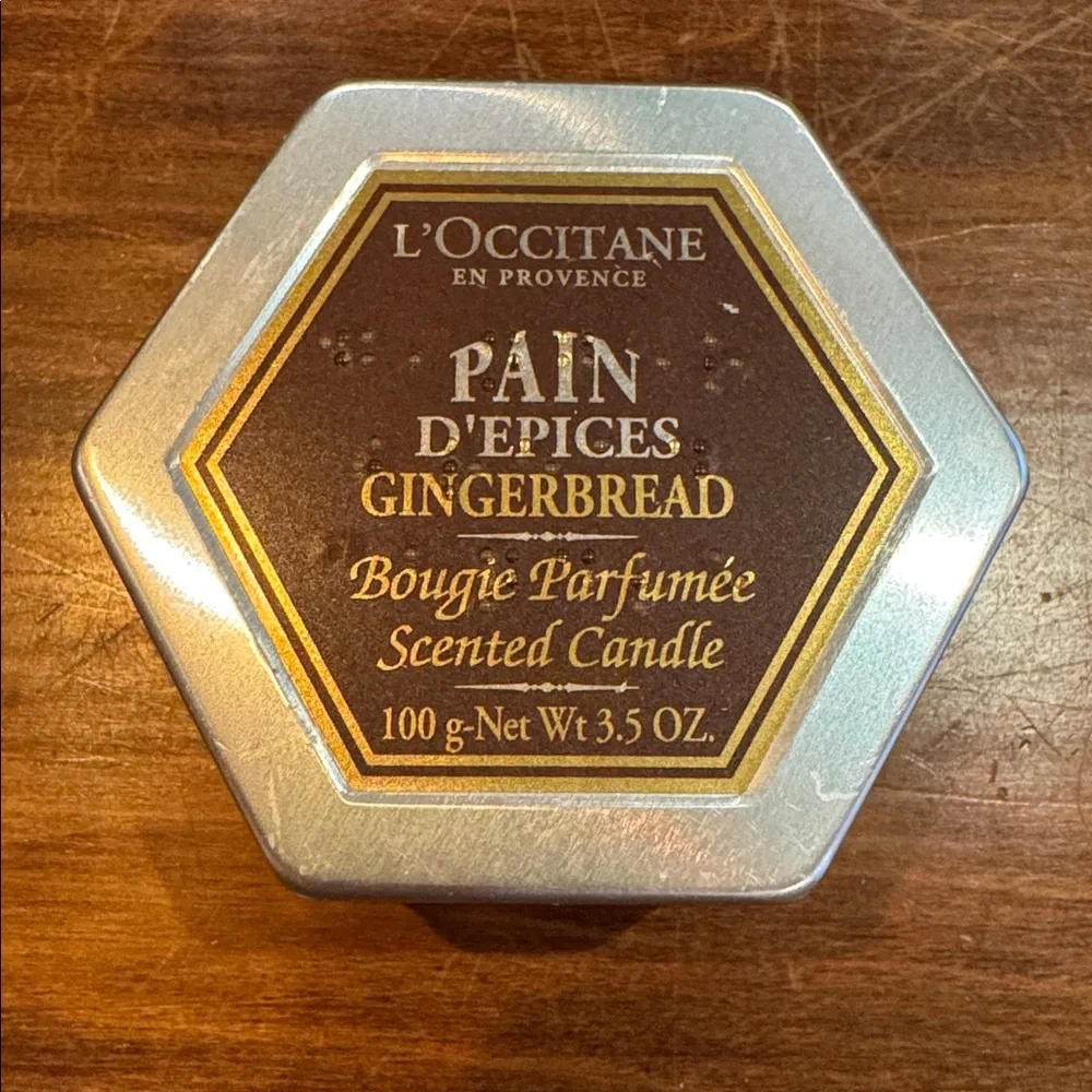 NEW L’occitane Gingerbread Lidded Tin Bougie Scented Candle 3.5 oz 20 hrs